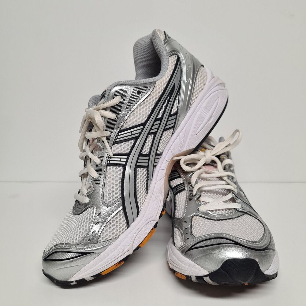 Asics Gel Kayano 14 Mens 10 Silver White Orange Activewear Athleisure Running